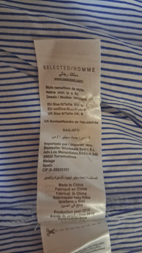 Bawełniana koszula ze zdobionymi mankietami SELECTED HOMME S Bawełniana koszula ze zdobionymi mankietami SELECTED HOMME S