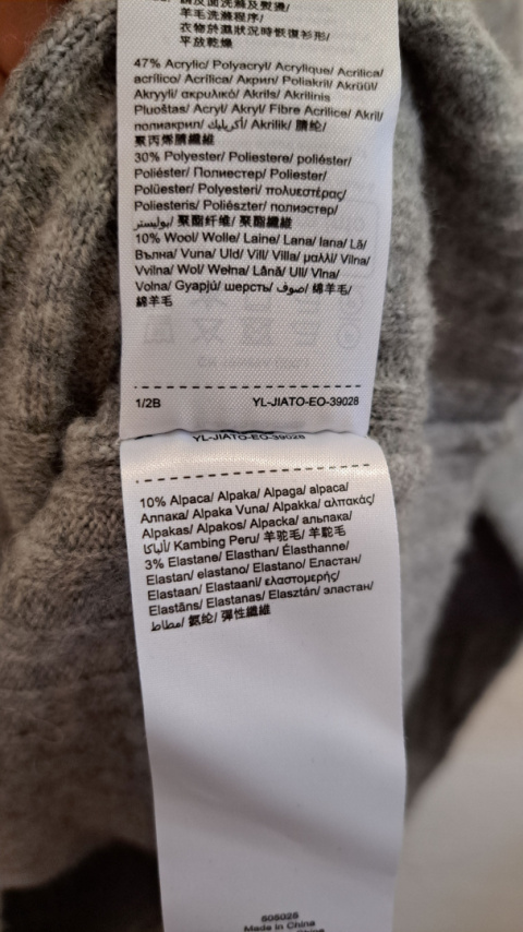 Szary sweter z wełną H&M S Szary sweter z wełną H&M S